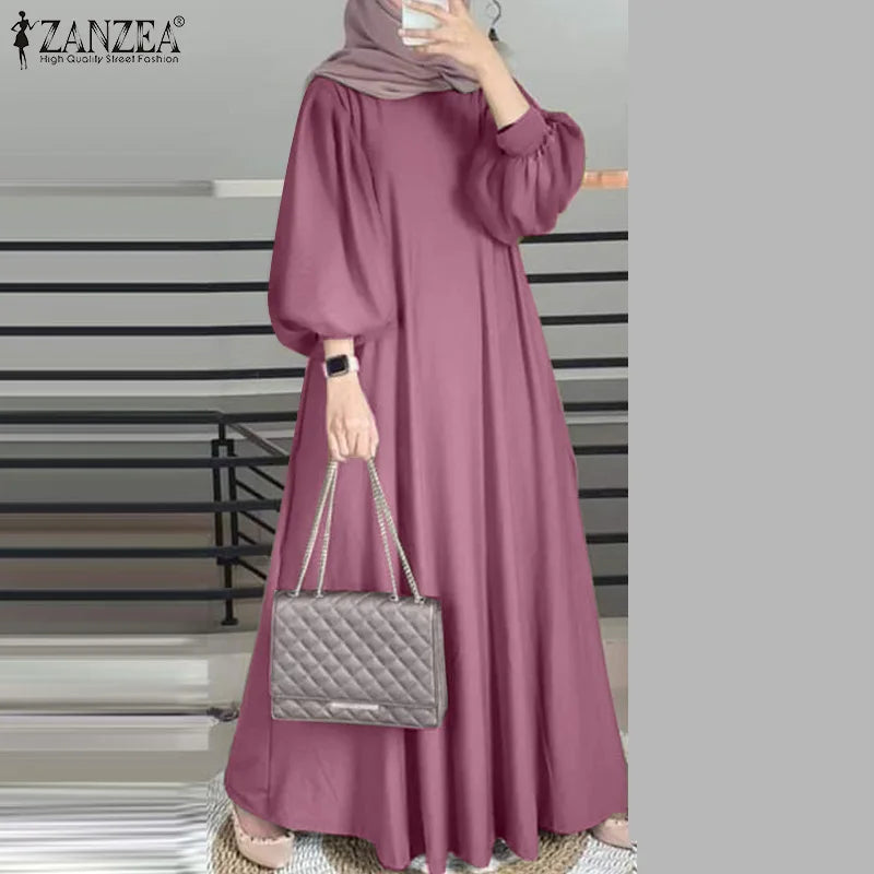 Muslim abaya ZANZEA Autumn Sundress Women Dress Hijab Dresses.