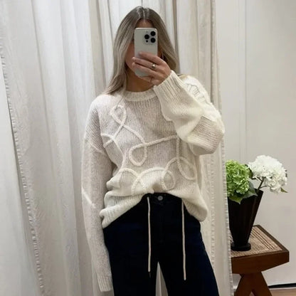 Talenza Herbst Casual Pullover frauen Solide Oansatz Langarm Pullover Neue Lose Pendeln Büro Chic Gestrickte Pullover Outfits.