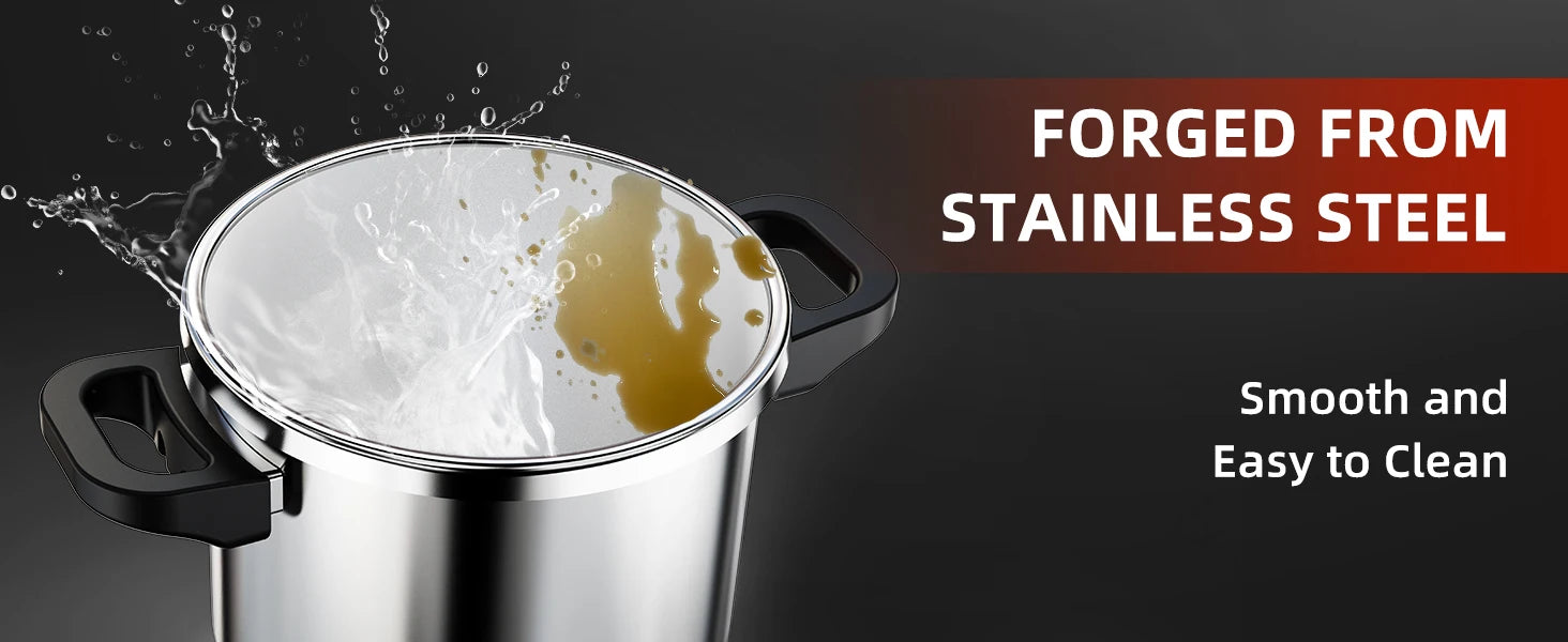 KITCHJOY 3in1 Stainless Steel Pressure Cooker 6L 8L 10L 12L Pressure Canner Induction Compatible Glass Lid Steamer Rack Included.