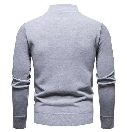 Autumn Winter Men's Half Zipper Knitted Pullovers Solid Slin Fit Casual Sweater Male Fleece Warm Stand Collar Pullover Sweaters.