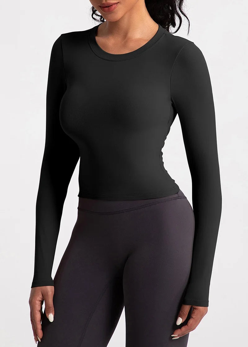 Cloud Hide Black Beauty Back Yoga Shirts Women Long Sleeve Blouse Plus Size Sports Gym Fitness Top Running T-Shirt Workout Shirt