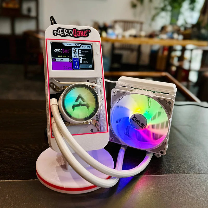 2025 New Bitaxe NerdQaxe++Water Cooling 4.8th/s Computing Power Bitcoin Miner White.