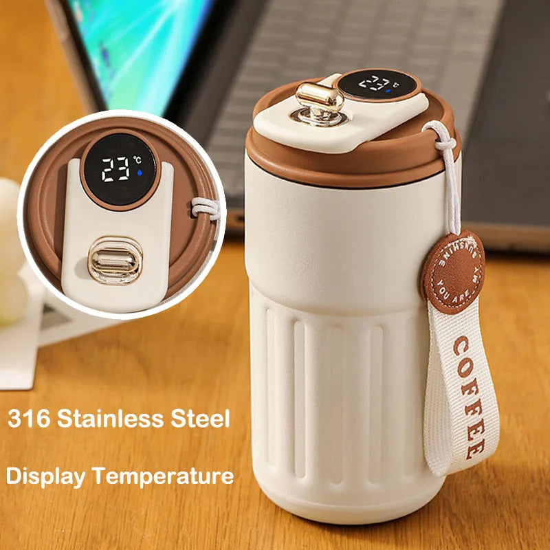 450ml Thermos Bottle Smart Display Temperature 316 Stainless Steel Vacuum Cup Office Coffee Cup Business Portable Thermal Mug.