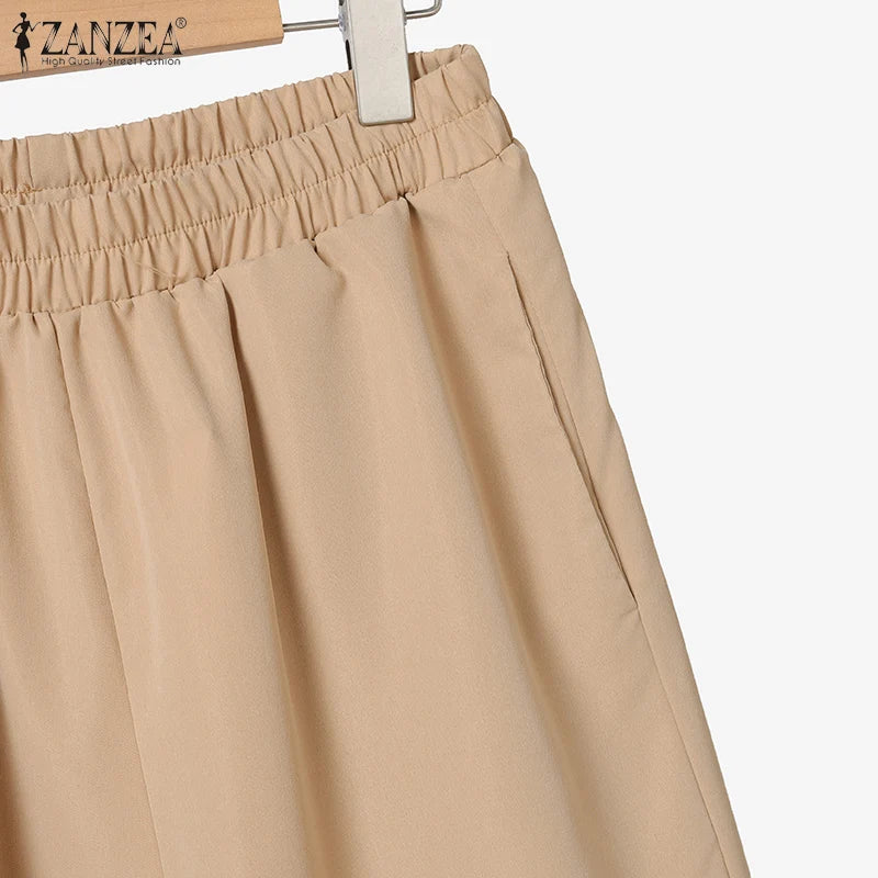 ZANZEA Autumn 2 Piece Sets Women Pant Sets Casual V Neck Long Sleeve Tops Pant Suit Elegant Solid Work Tracksuit Oversize 2025.