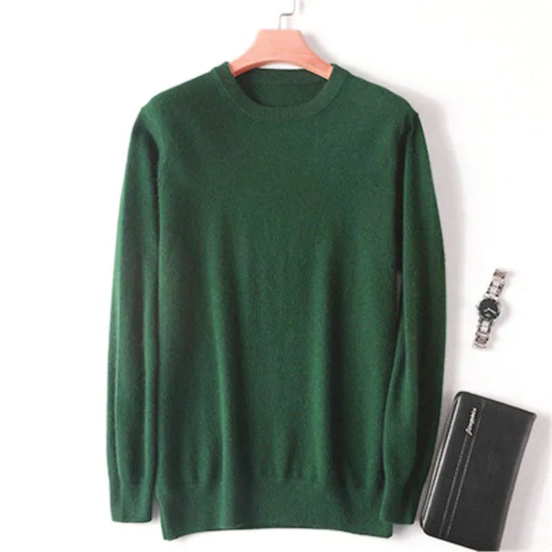 Men Cashmere Sweater O-neck Soft Warm Pullovers Male Loose Knitted Shirt Autumn Winter Korean Casual Jumper Pull Homme 17colors.