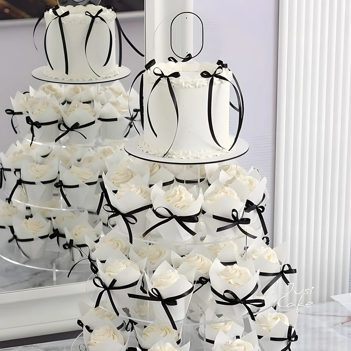 Tortenaufsatz mit Schleife und Schleife „Happy Birthday“-Schild, Kokette-Motto-Party, schwarzer Vintage-Kuchenaufsatz für Herzkuchen, Vintage-Kuchen.