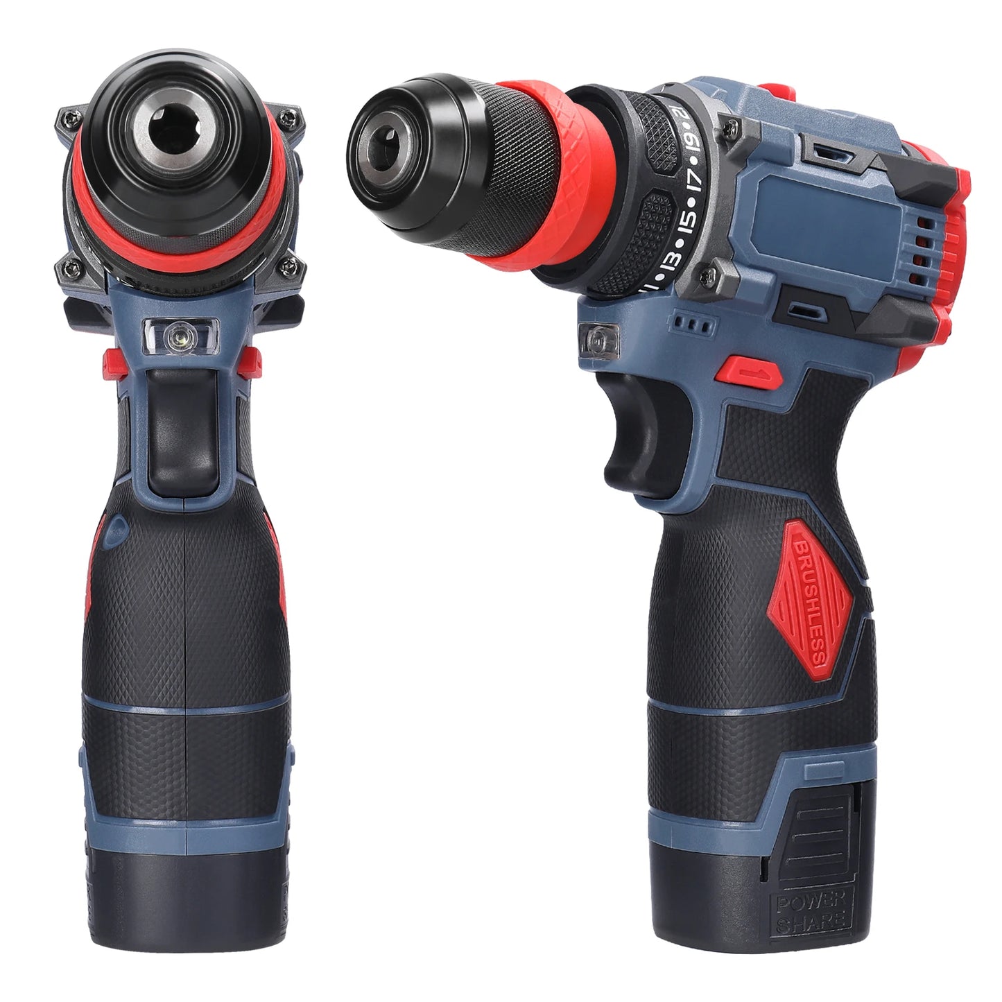 2in1 Akku-Elektroschrauber Bohrer Bürstenloser Motor 45/55 Nm Drehmoment Stufenlose Geschwindigkeitsregelung Hand-Lithium-Treiber-Bohrmaschine