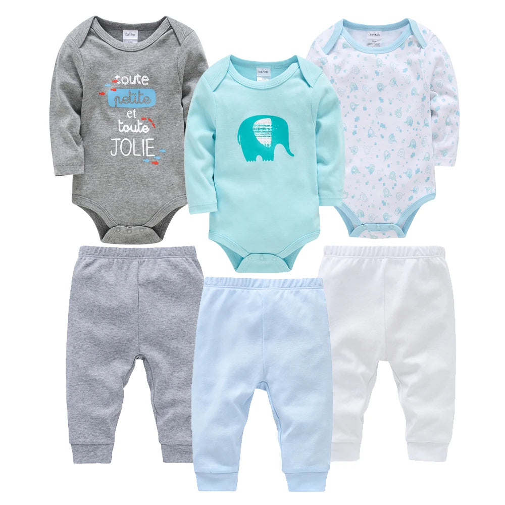 6-teiliges Baby-Kleidungsset für Jungen, Strampler, langärmelig, Body, Hose, Baby-Kleidungssets, Einheitsgröße und Hosenanzug, Geschenk für Neugeborene.