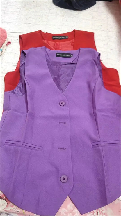 Frühling Sommer Koreanische Mode Weste 2025, Neue Frauen Kurze Mode V-ausschnitt Ärmellose Casual Blazer Weste Mäntel Weibliche Tops.