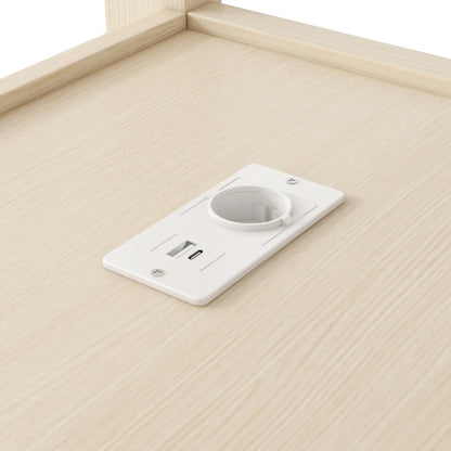 Modernes Kinder-Hochbett 140 x 200 mit Multifunktionsregalen, Unterbett-Schreibtisch, LED-Licht und USB, Kleiderschrank mit Stauraum, für Schlafzimmer