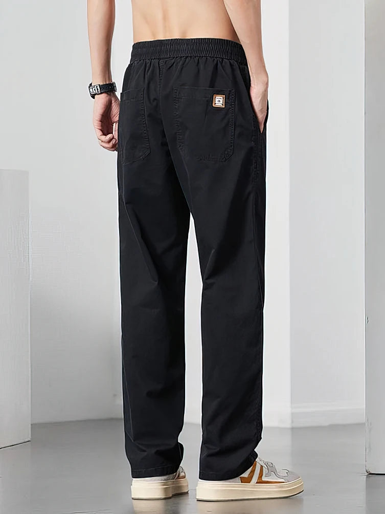 Straight Casual Cargo Pants Men Wide Leg Brown Long Cargo Business Work Trousers Drawstring Baggy Sweatpants Male.