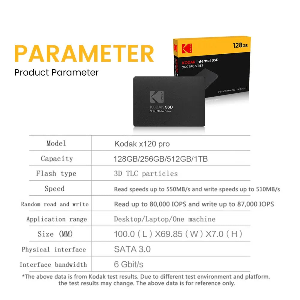 Kodak X120 PRO SSD Drive HDD 2.5 Hard Disk SSD 120GB 1TB 512GB 128GB 256GB HD SATA Disk Internal Hard Drive for Laptop Computer.