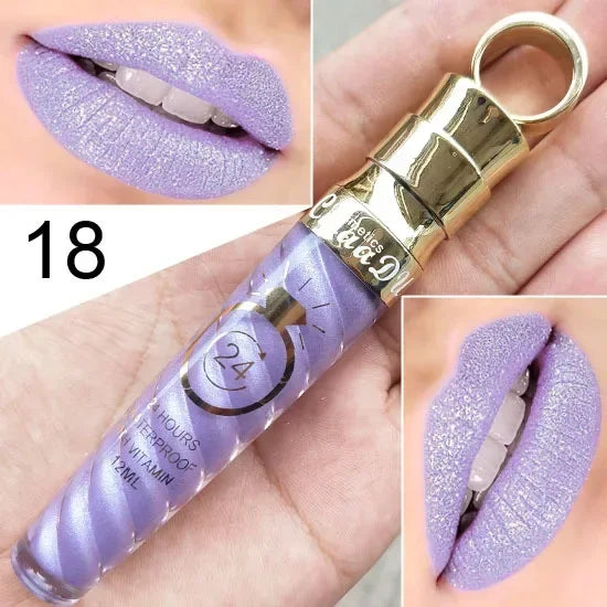 20 Colors Lipstick Waterproof Long Lasting Matte+Shimmer Mental Beauty Lip Gloss Nude Glitter Lip Gloss Beauty Sexy Lip Tint