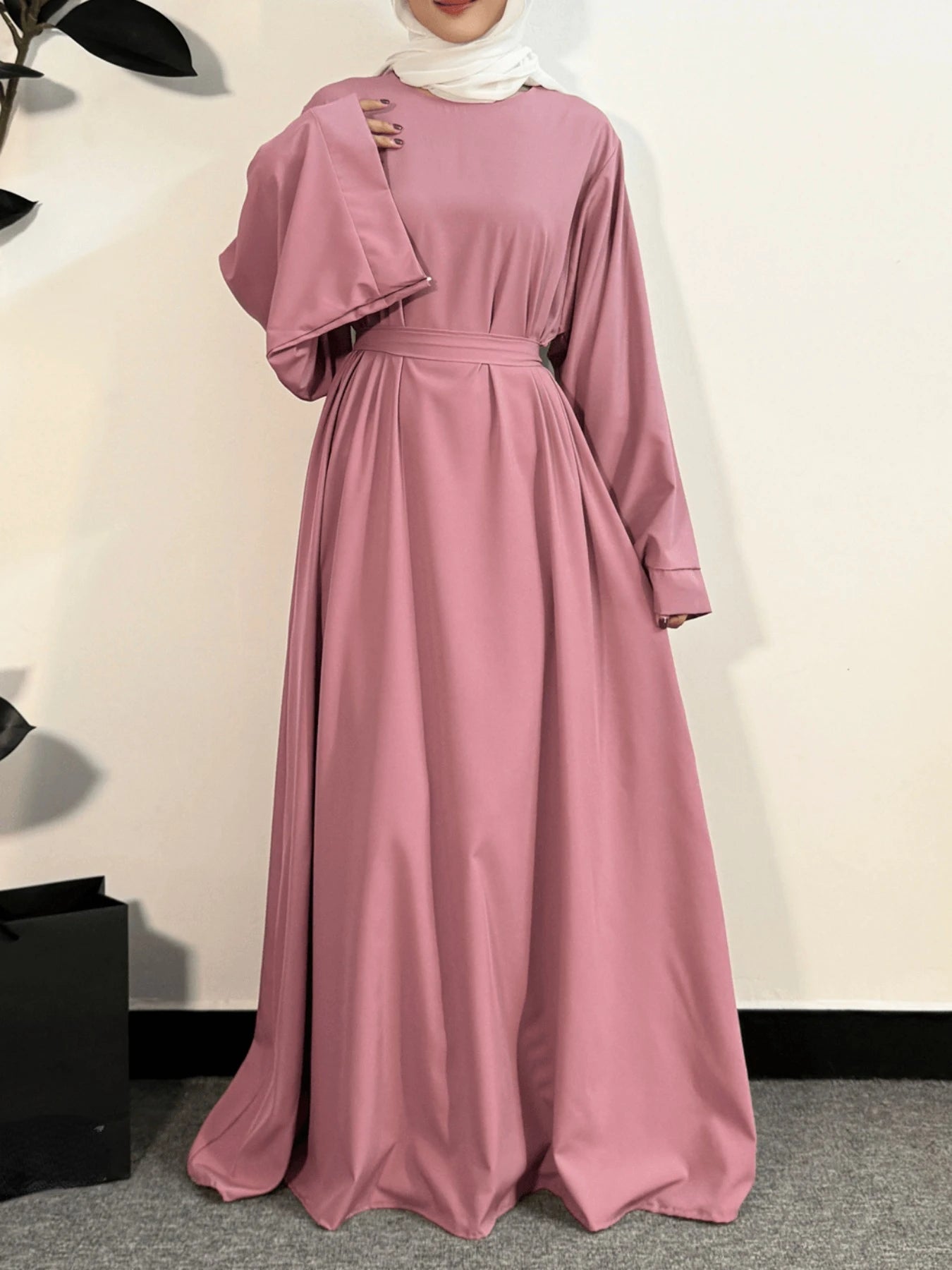 Muslim Abayas Women Kaftans Prayer Dress With Belt Full Sleeve Islamic Clothing Women Jilbabs Dubai Robe Ramadan Dresses.