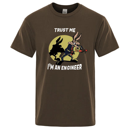 Trust Me Im An Engineer T Shirt For Men Pure Cotton Vintage T-Shirt Round Neck Engineering Tees Classic Man Clothes Oversized.