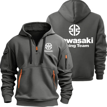 Kawasaki Logo Motorcycle Racing Team Men Half Zipper Hoodie Spring Autumn Male Sweatshirt 2025 New Sport Pullover Clothes.