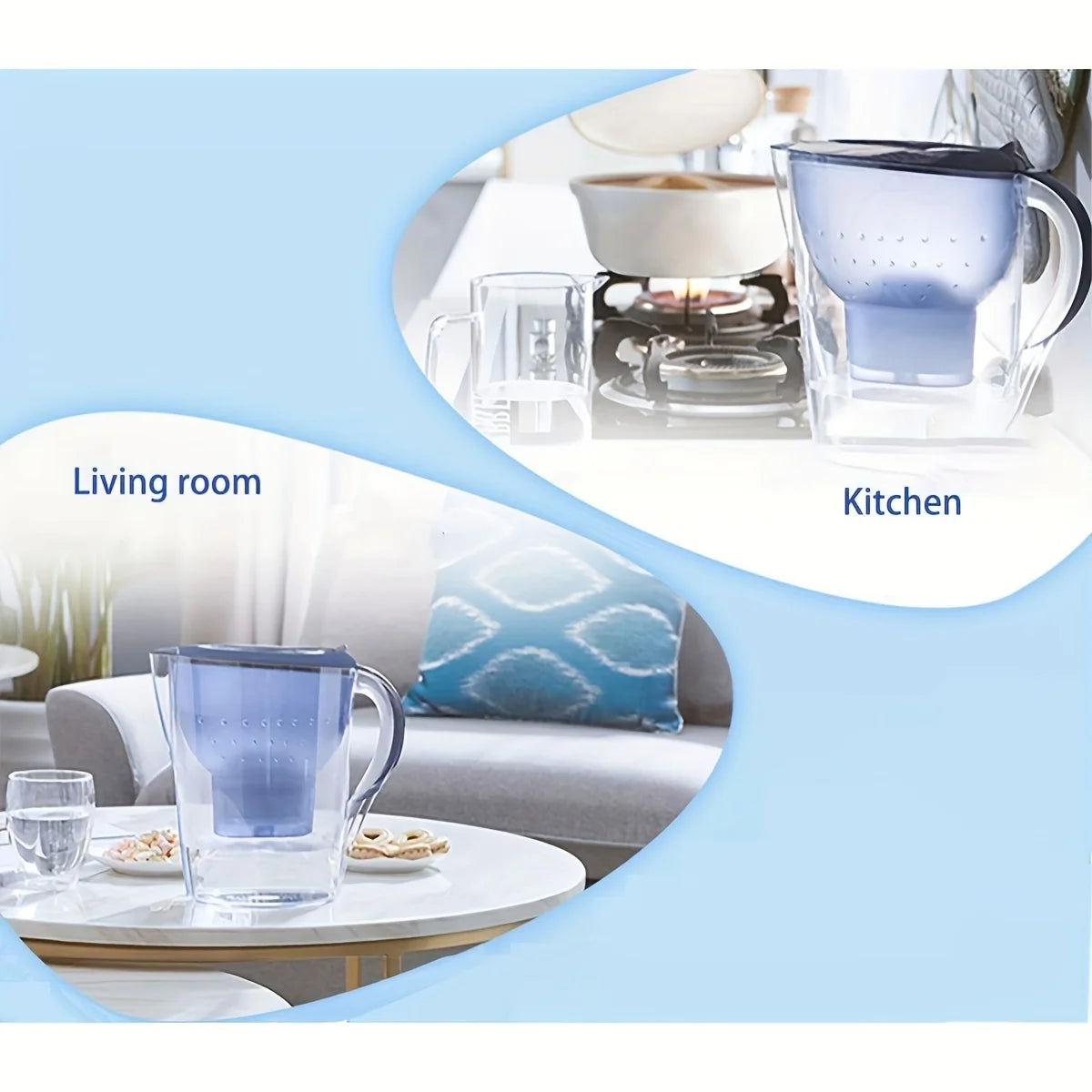 Household Filter Kettle with 3 Filter Device Alkaline Activated Carbon Water Purifier and Timer Clean Non-toxic Filter Wate 3.5L.