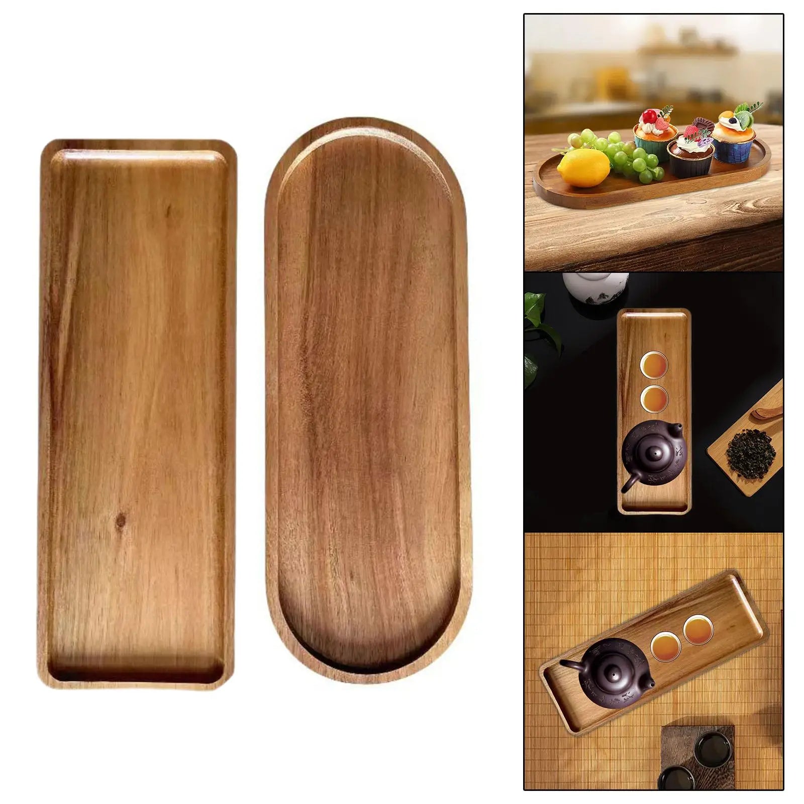 Wooden Plate Wooden Tray,Counter Organizer Modern Appetizers Tray Food Tray Snack Plate for Home Centerpiece Bathroom Kitchen.