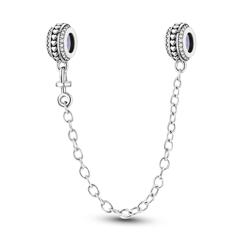 Silver Clasp 925 Sterling Silver CZ pave Clip Charms Daisy Beads Stopper Safety Chain fit Original Bangle Bracelet Jewelry Clip