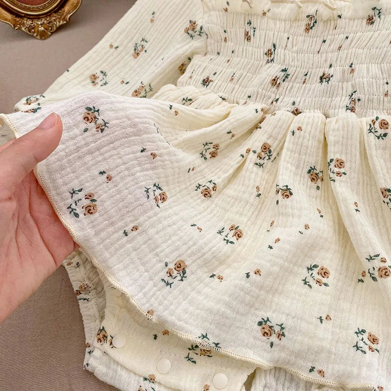 MILANCEL Baby-Bodys, Blumenmuster, Mädchen, einteilig, Säuglingskleidung, Leinen, atmungsaktive Kleidung.