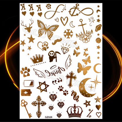 1PC Summer Style Men Women Body Art Gold Metallic Tattoo Sticker HYS-101 Chain Bracelet Fake Jewelry Waterproof Temporary Tattoo.