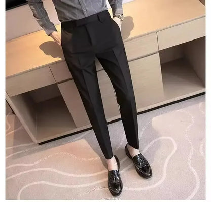 English Gentleman's Coffee Color Business Suit Pants Casual Draped Trousers For Men Fashionable Spring Autumn Small Foot.