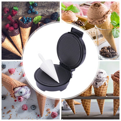 Waffle Iron 1200W Electric Waffle Cone Maker Non Stick Iron Plate Baking Mould with Anti Scalding Handle Indicator Light.