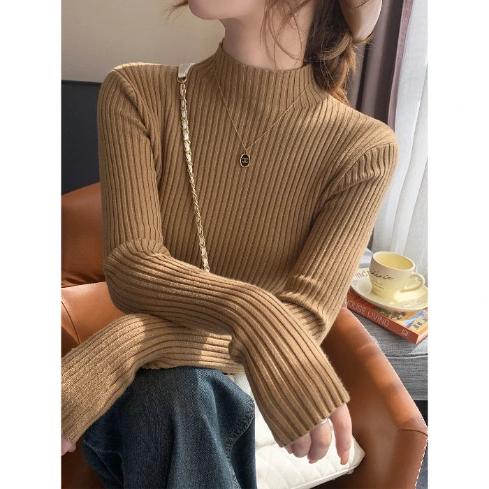 Women Long Sleeve Casual Turtleneck Warm Basic Sweater Chic Autumn Winter 2025 Pullovers Knit Jumpers Solid Color Slim Tops