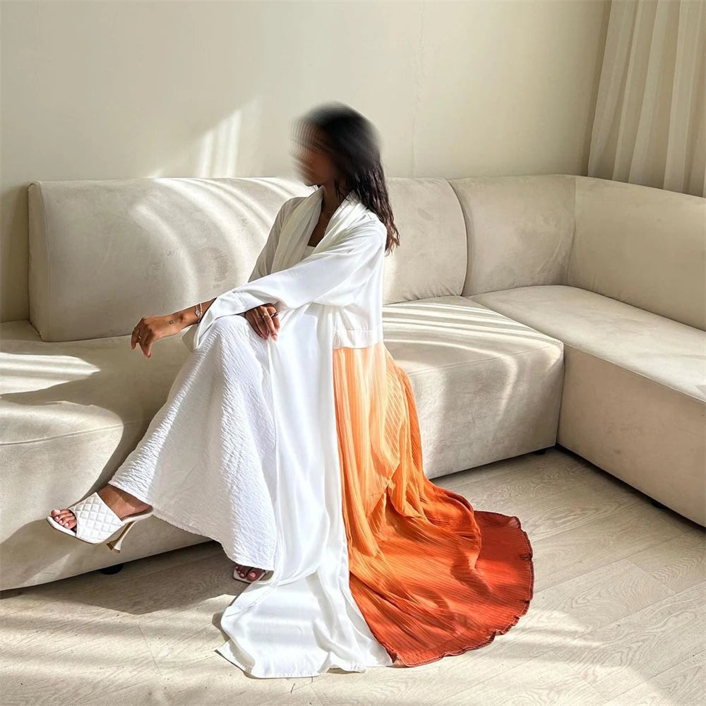 Ramadan Open Chiffon Kimono Abaya Damen Dubai Kaftan Muslim Coat Prayer Clothes Women Djellaba Kebaya Robe Femme Musulmane.