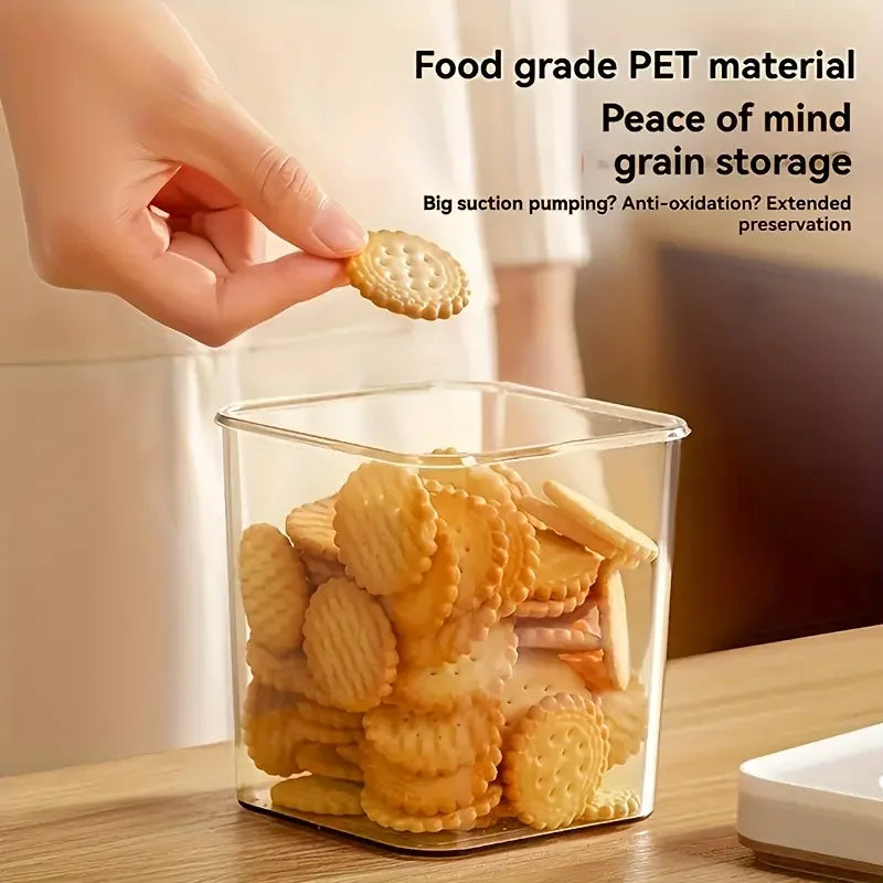 4-piece modern vacuum-sealed food storage containers - household refrigerator storage containers, suitable for food and grains.