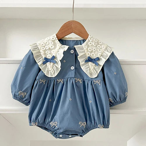2023 neue Frühjahr 0-24 M Baby Mädchen Kleidung Infant Baby Mädchen Overall Lange Ärmeln Baumwolle Stickerei Neugeborenen baby Mädchen Bodys