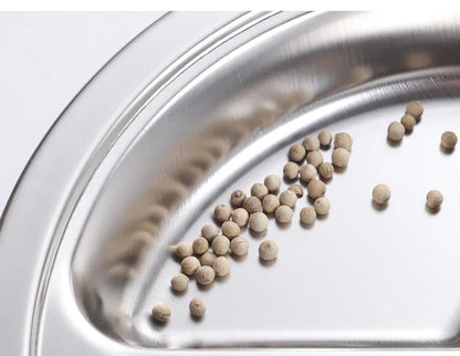 3 Grid Satinless Steel Food Plate Round School Kids Dish Trays Meal Sharing Dishes Set Service Table Student Main Dining Cutlery.