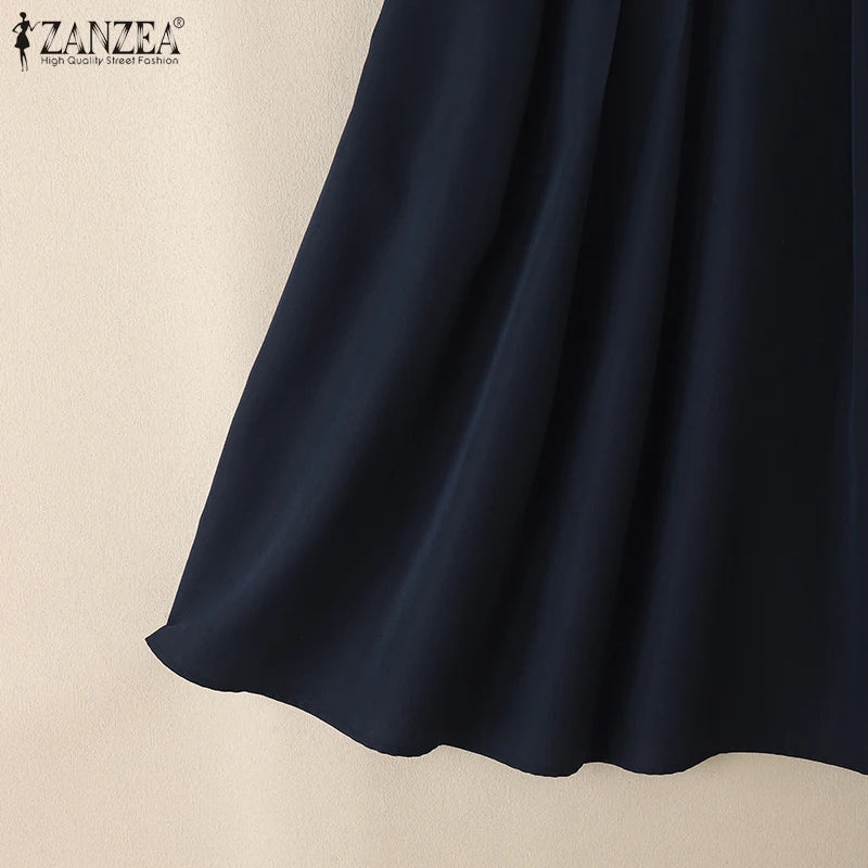 ZANZEA Summer Solid Midi Skirt Elegant Women High Waist Work OL Skirts Fashion A-line Jupes Stylish Party Faldas Saia  Plus Size