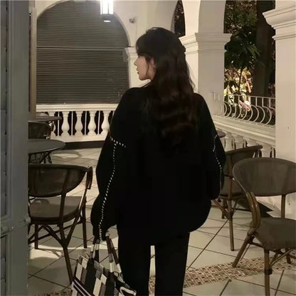 Women's Sweater Coat In Autumn and Winter V-neck Sweaters Jacket To Keep Warm and Loose Wild Academic Style Chic Cardigan