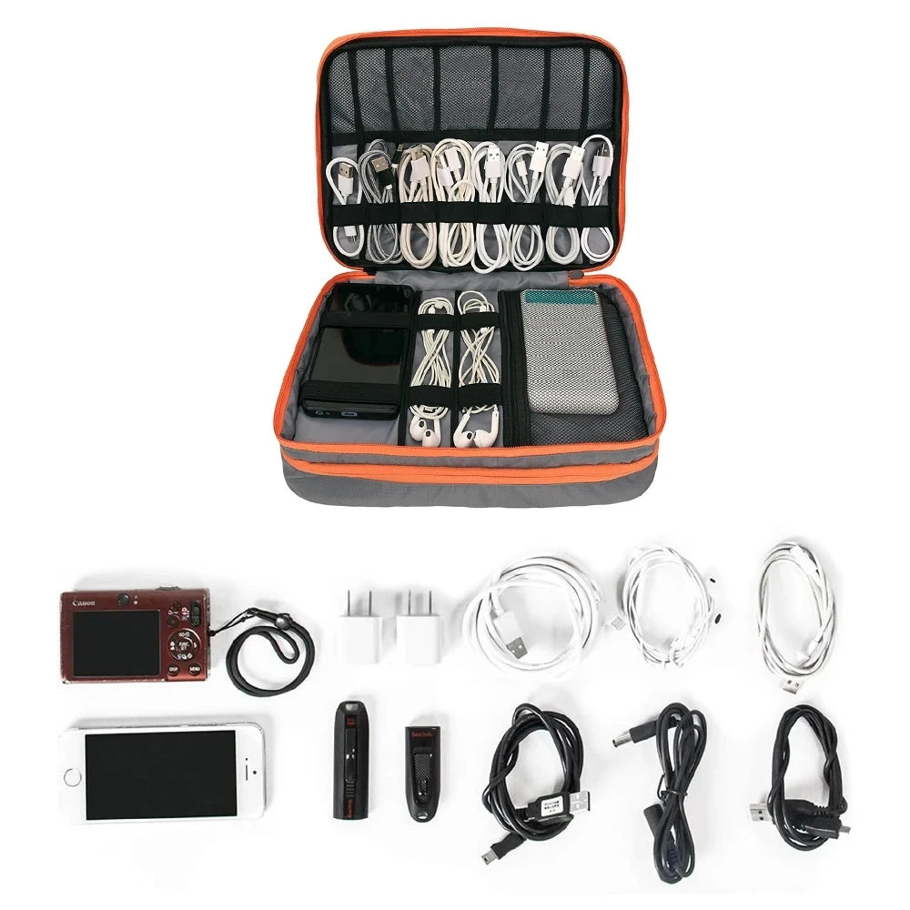 Multi Layer Cable Storage Bag, Electronic Accessories Organizer, Portable Travel Cable Organizer Case for iPad cable Charger.