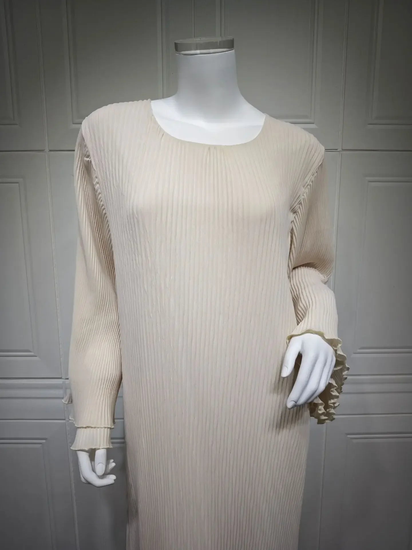 Eid muslimisches Kleid für Frauen Plissee Flare Ärmel Jalabiya Kaftan Islam Vestidos arabische lange Robe Ramadan Marokko Dubai Abayas