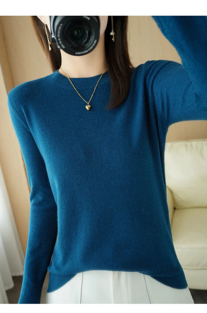 Herbst Winter frauen Pullover Oansatz Kaschmir Solide Pullover Schlank Bodenbildung Shirt Langarm Casual Grundlegende Pull Femme Pullover