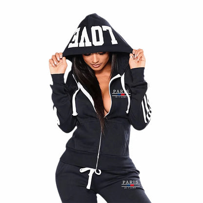Casual Women's Tracksuit Printing Zipper Hooded Sweatshirt Sweatpants Set Sports Jogging Woman Clothing Morning Run Sportswear.