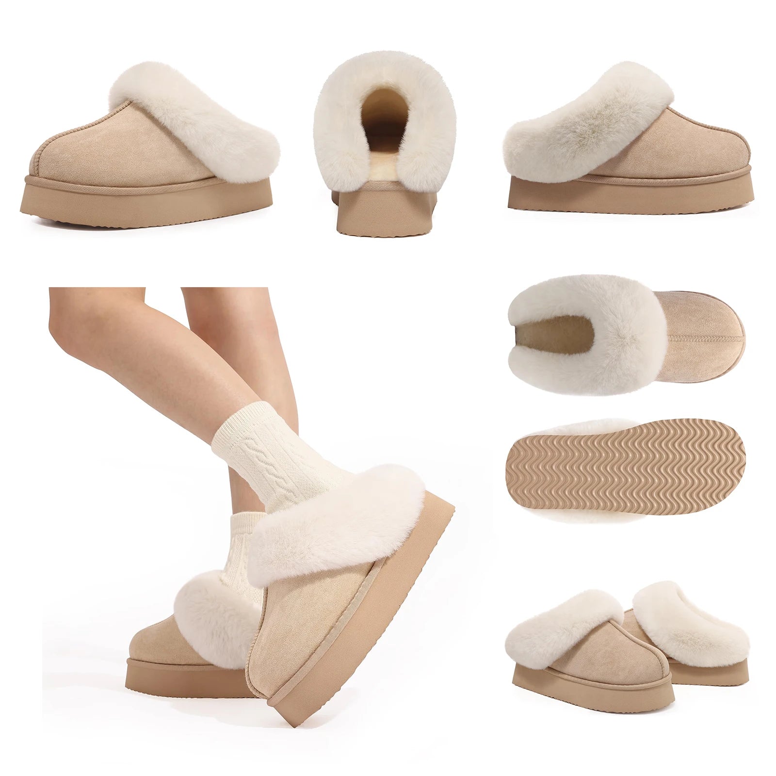 Eyriphy, Größe: 36-37 bis 46-47, Winter-Baumwollschuhe/ Pelzig/ Plateauschuhe/ Damenschuhe/ Hausschuhe Herren/ Baumwollhausschuhe Damen.