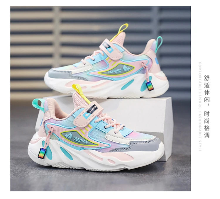 Fashion Children Shoes Girls Sneakers School Sports Summer Mesh Breathable For Kids Tennis Casual Shoes.