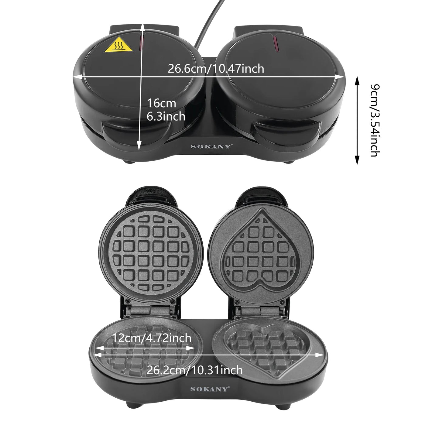 2-Slices Home Electric Waffle Maker| Non-stick Multi-function Breakfast Waffles Machine|Cooking Kitchen Appliances.