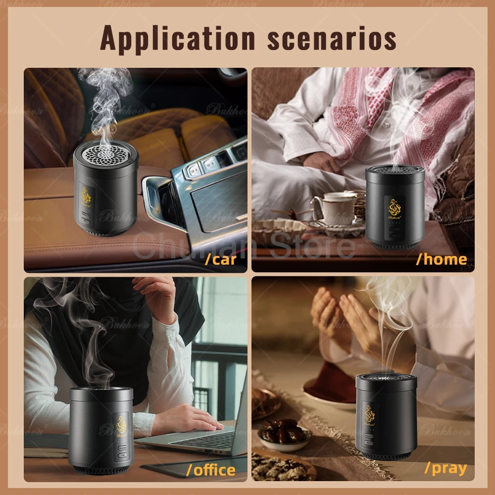 2025 New Arabic Aroma Diffuser USB Car Portable Electric Incense Burner Bakhoor Arabia Charcoal Burner Big Size Burning Space.