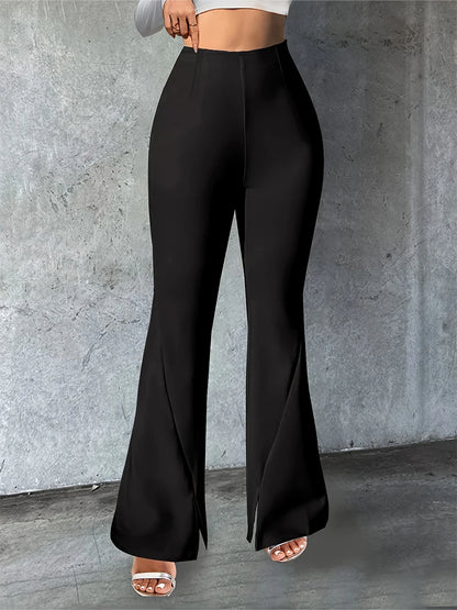 2024 Frühling/Sommer neue Damen Plus Size Flip Flops ausgestellte Hosen taillierte Schlitz hose 80er Jahre Party Yoga Hose.