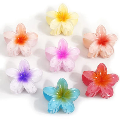 New Hawaiian Gradient Hair Clips Women Flower Hair Claws Shark Hairpins Vacation Beach Style Hairpins Hair Accessories.