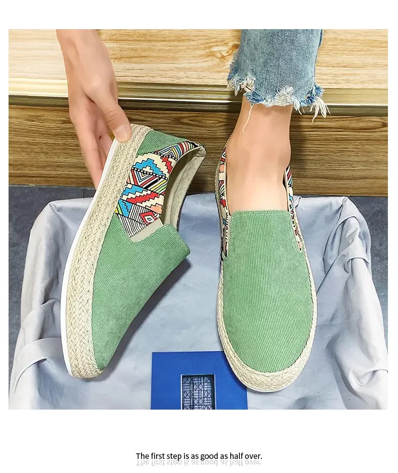 2023Men Turnschuhe Casual Sommer Low-top Cord Schuhe Fischer Schuhe Faul Schuhe Slip-on Tuch Schuhe Trendy männer Schuhe.