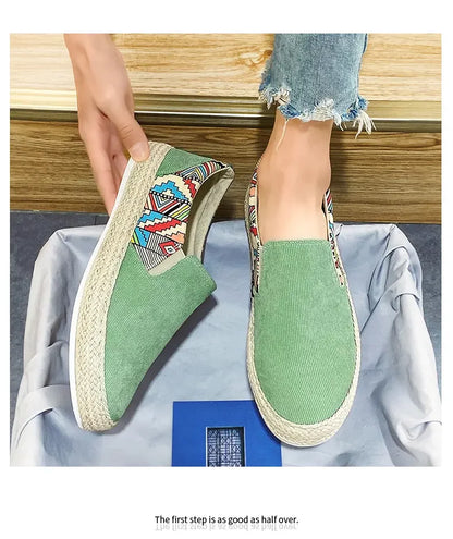 2023Men Turnschuhe Casual Sommer Low-top Cord Schuhe Fischer Schuhe Faul Schuhe Slip-on Tuch Schuhe Trendy männer Schuhe.