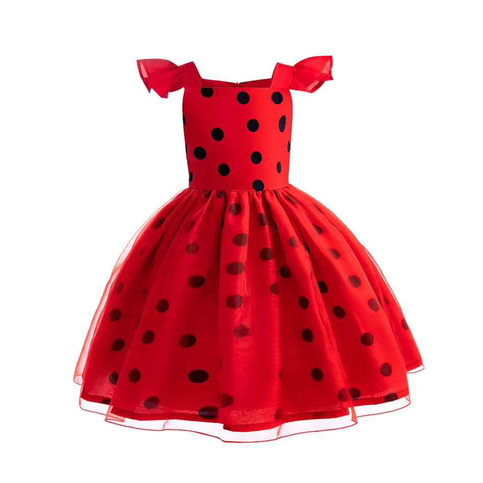 Mädchen Little Beetle Flying Sleeve Cosplay Prinzessin Kleid Geburtstag Halloween Party Kleidung Kinder Marinette Performance Kostüme.