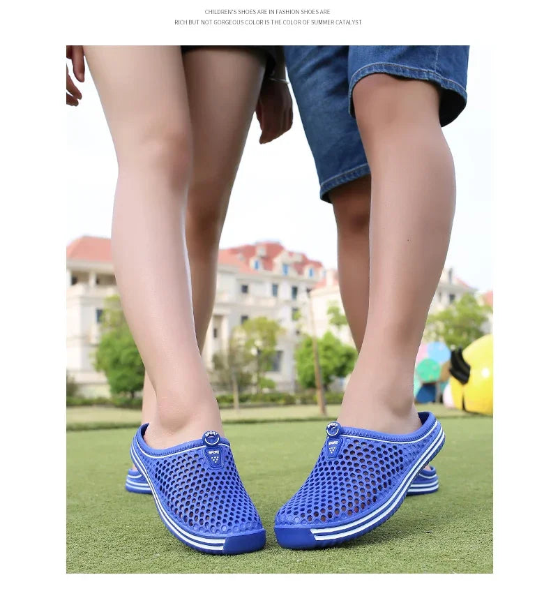 YRZL Mens Sandals Light EVA Summer Casual Shoes Hole Shoes Clogs Lovers Home Garden Outdoor Big Size 45 Male Beach Flat Slippers.