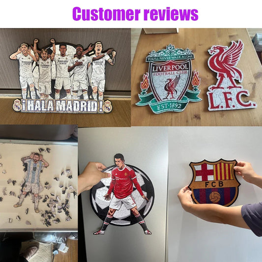 Soccer Player Wooden Puzzle for Football Fan Sports Star Wood Jigsaw Advanced Difficulty A3 A4 Size Puzzles.