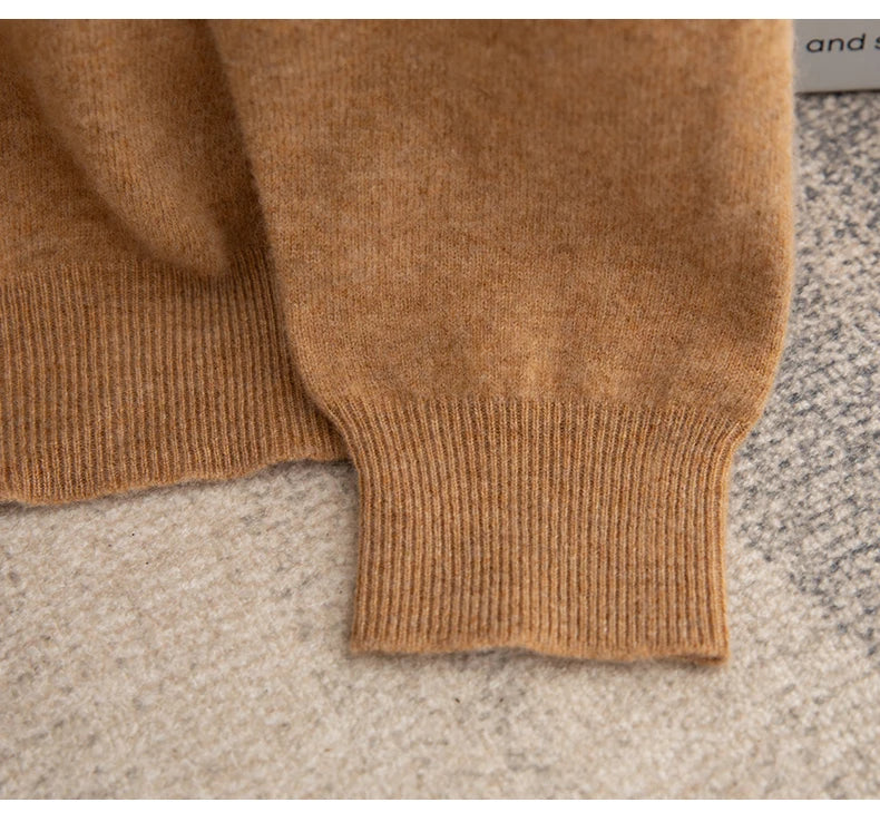 Men 100% Merino Wool Sweater Turtleneck Knitted Pullover Cashmere Warm Solid Color Clothes Business Bottoming Tops Autumn Winter